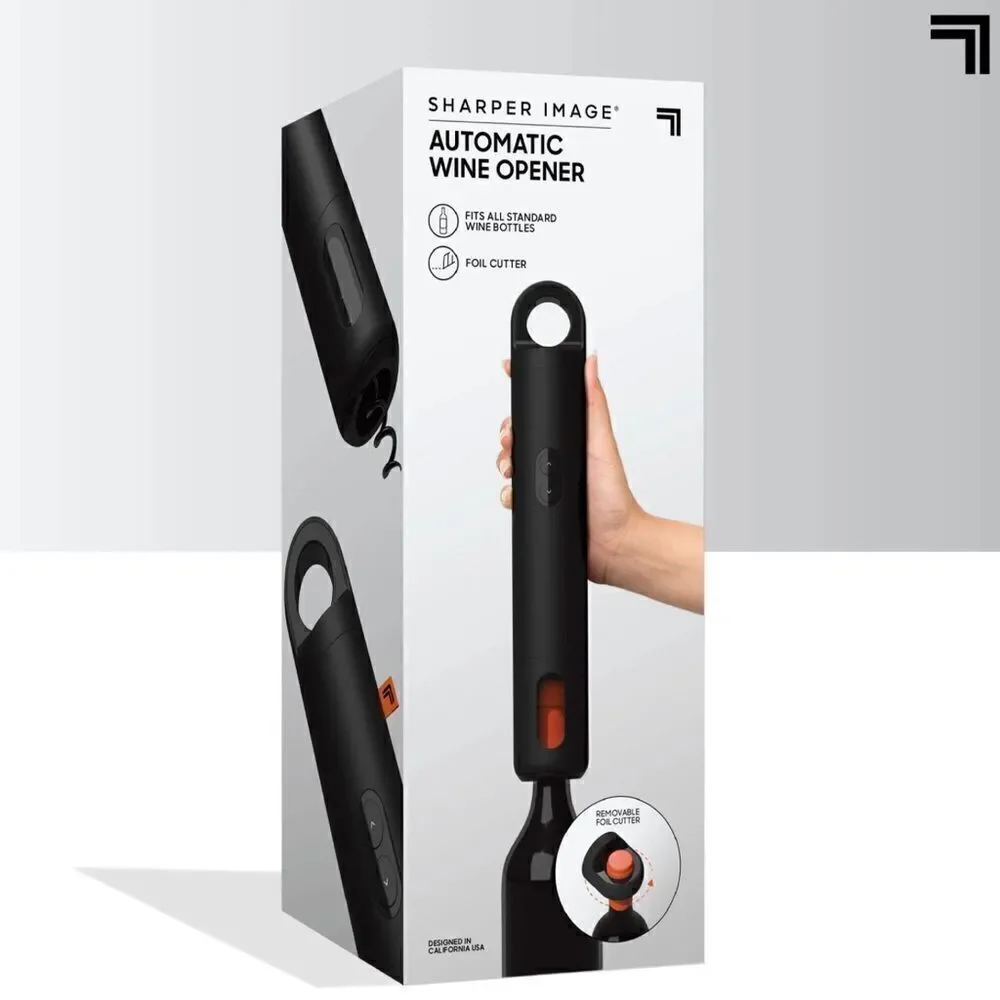 Sharper Image Automatic Universal Portable Wine Bottle Opener with Cutter NIB